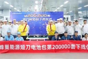 出口量达109545套 蜂巢能源第20万套短刀电池包下线